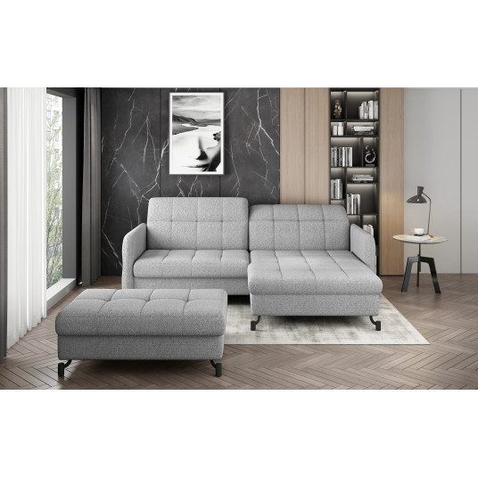 Komplektas kampinė sofa ir pufas Lorelle pilka