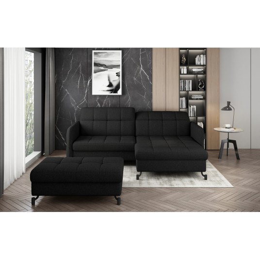 Komplektas kampinė sofa ir pufas Lorelle juoda 
