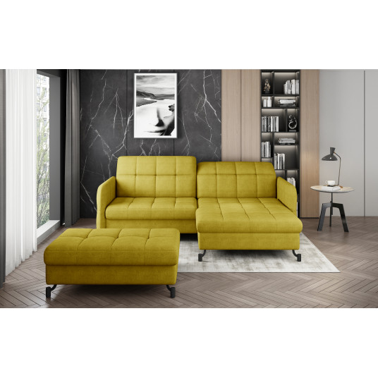  Komplektas kampinė sofa ir pufas Lorelle geltona 