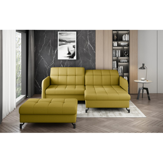Komplektas kampinė sofa ir pufas Lorelle geltona