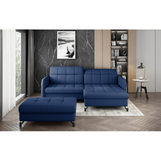 Komplektas kampinė sofa ir pufas Lorelle mėlyna