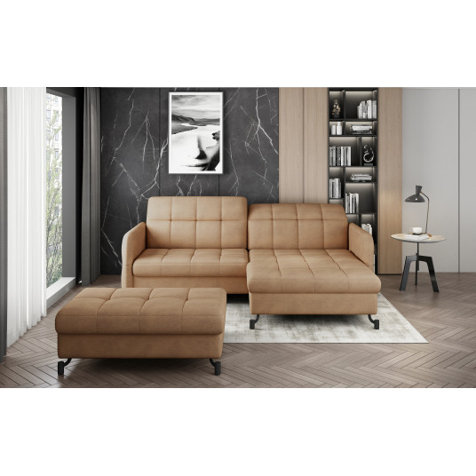 Komplektas kampinė sofa ir pufas Lorelle ruda