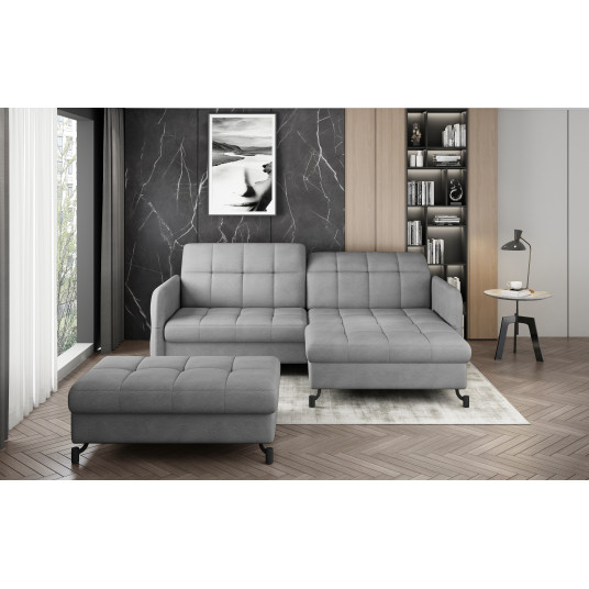 Komplektas kampinė sofa ir pufas Lorelle pilka