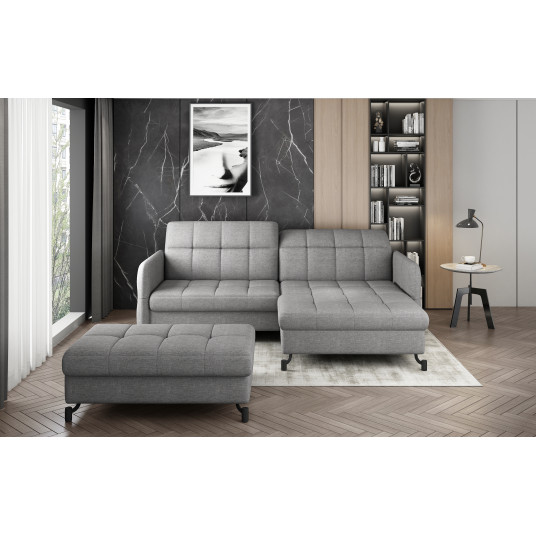 Komplektas kampinė sofa ir pufas Lorelle pilka