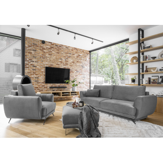  Komplektas sofa, fotelis ir pufas Megis 3+1+puf pilka 