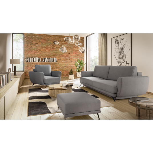 Komplektas sofa, fotelis ir pufas Megis 3+1+puf pilka