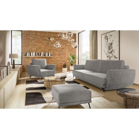  Komplektas sofa, fotelis ir pufas Megis 3+1+puf pilka 