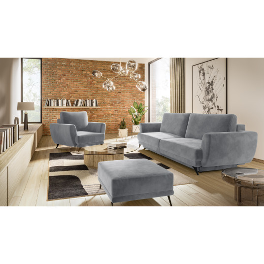  Komplektas sofa, fotelis ir pufas Megis 3+1+puf pilka 