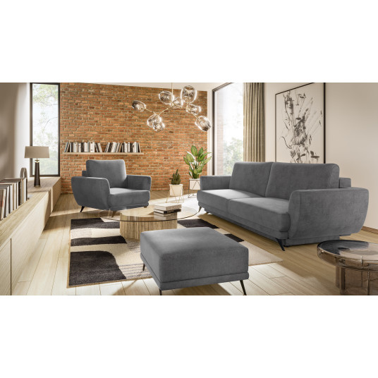  Komplektas sofa, fotelis ir pufas Megis 3+1+puf pilka 