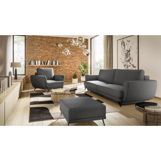 Komplektas sofa, fotelis ir pufas Megis 3+1+puf pilka