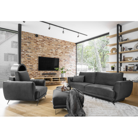 Komplektas sofa, fotelis ir pufas Megis 3+1+puf pilka