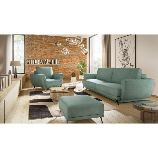 Komplektas sofa, fotelis ir pufas Megis 3+1+puf žalia
