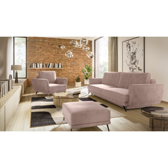Komplektas sofa, fotelis ir pufas Megis 3+1+puf rausva