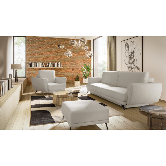 Komplektas sofa, fotelis ir pufas Megis 3+1+puf balta