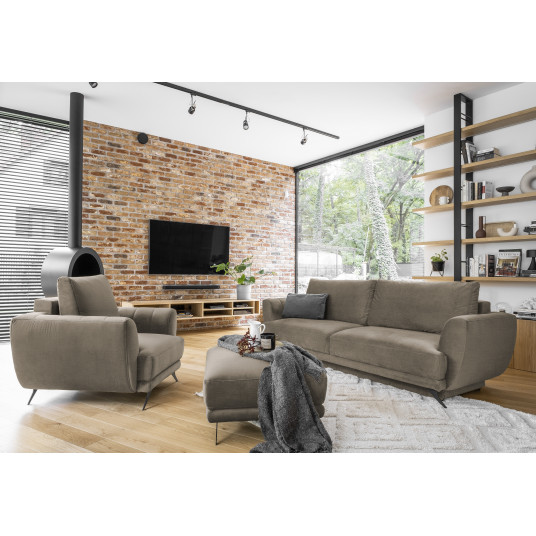 Komplektas sofa, fotelis ir pufas Megis 3+1+puf ruda