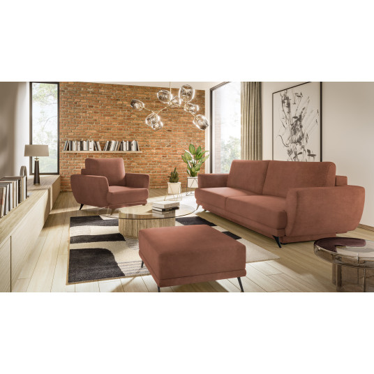  Komplektas sofa, fotelis ir pufas Megis 3+1+puf rausva 