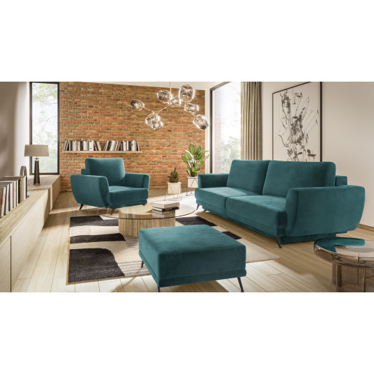 Komplektas sofa, fotelis ir pufas Megis 3+1+puf mėlyna