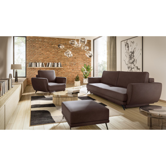 Komplektas sofa, fotelis ir pufas Megis 3+1+puf ruda