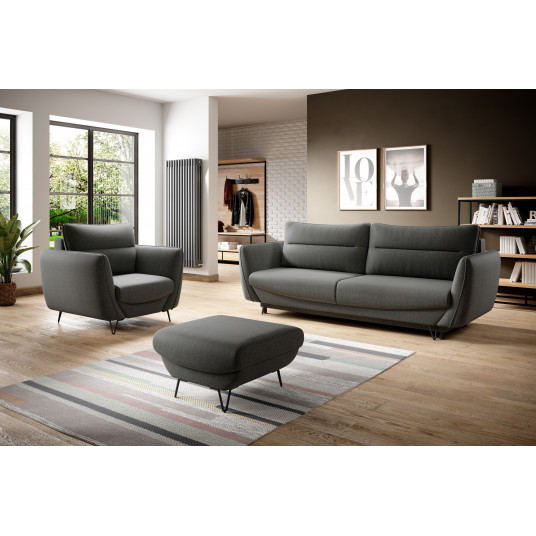 Komplektas Sofa su foteliu ir pufu Silva 3+1+puf pilka