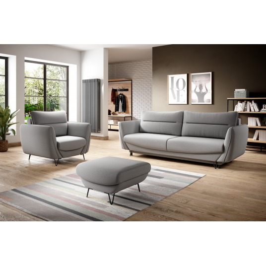 Komplektas Sofa su foteliu ir pufu Silva 3+1+puf pilka
