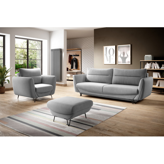Komplektas Sofa su foteliu ir pufu Silva 3+1+puf pilka