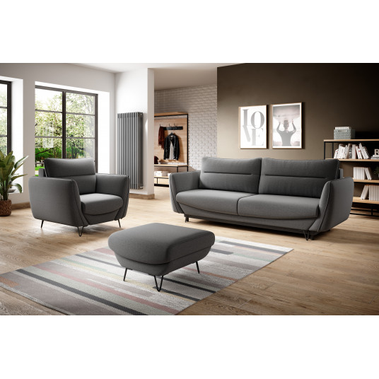  Komplektas Sofa su foteliu ir pufu Silva 3+1+puf pilka 