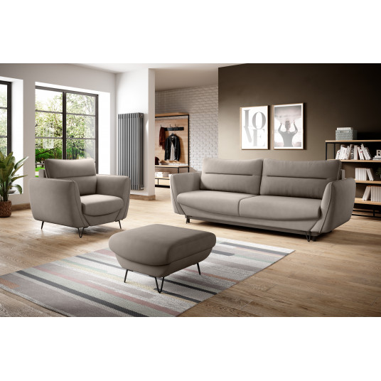 Komplektas Sofa su foteliu ir pufu Silva 3+1+puf pilka