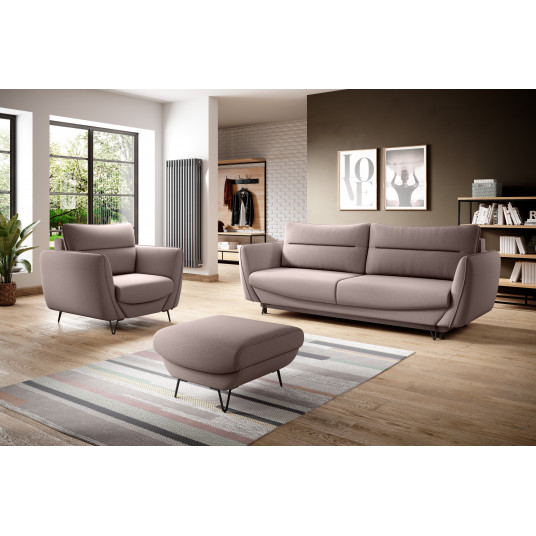 Komplektas Sofa su foteliu ir pufu Silva 3+1+puf rausva