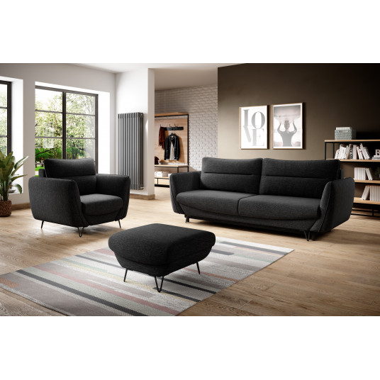  Komplektas Sofa su foteliu ir pufu Silva 3+1+puf juoda 