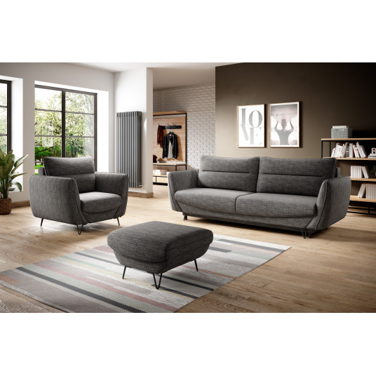  Komplektas Sofa su foteliu ir pufu Silva 3+1+puf pilka 