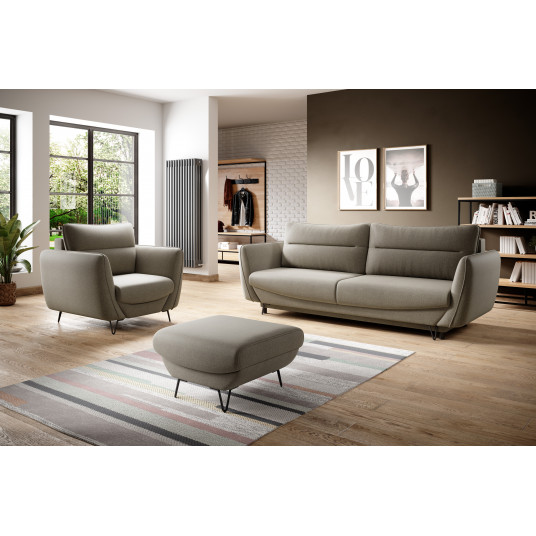  Komplektas Sofa su foteliu ir pufu Silva 3+1+puf beige 