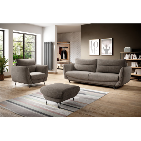 Komplektas Sofa su foteliu ir pufu Silva 3+1+puf beige