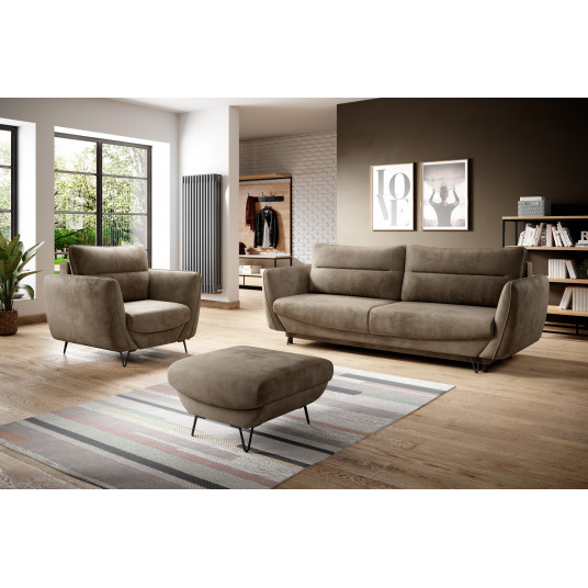 Komplektas Sofa su foteliu ir pufu Silva 3+1+puf ruda