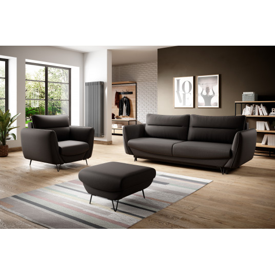 Komplektas Sofa su foteliu ir pufu Silva 3+1+puf ruda