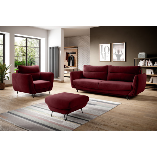 Komplektas Sofa su foteliu ir pufu Silva 3+1+puf violetinė