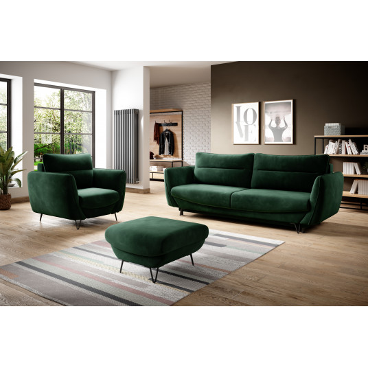 Komplektas Sofa su foteliu ir pufu Silva 3+1+puf žalia