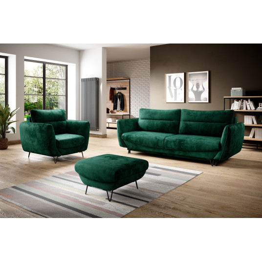 Komplektas Sofa su foteliu ir pufu Silva 3+1+puf žalia