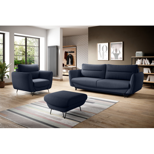  Komplektas Sofa su foteliu ir pufu Silva 3+1+puf mėlyna 