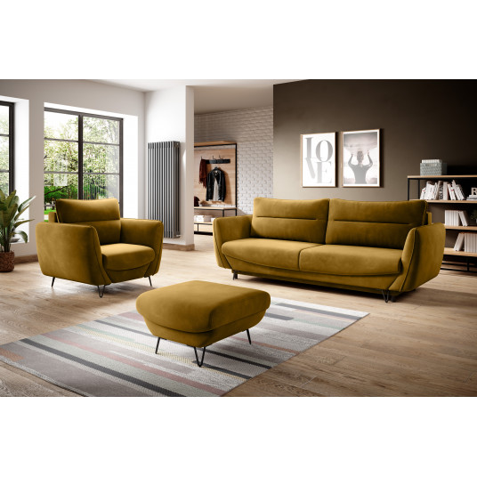  Komplektas Sofa su foteliu ir pufu Silva 3+1+puf geltona 