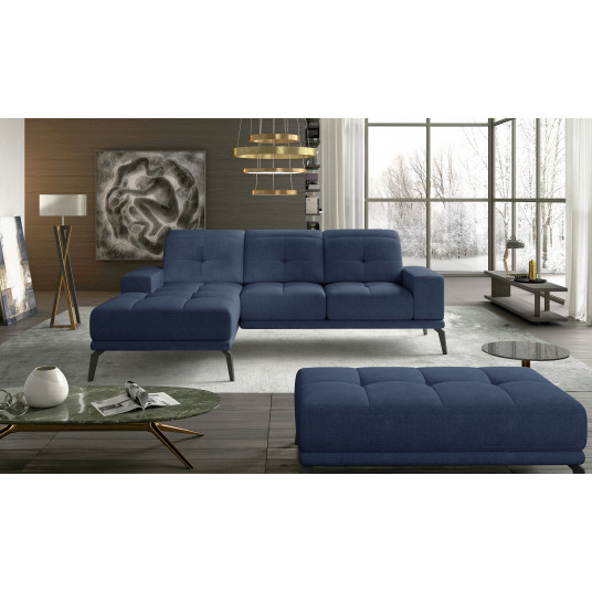 Komplektas kampinė sofa ir pufas Torrense mėlyna