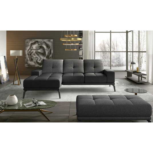 Komplektas kampinė sofa ir pufas Torrense pilka