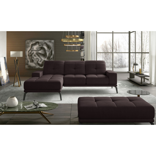 Komplektas kampinė sofa ir pufas Torrense ruda
