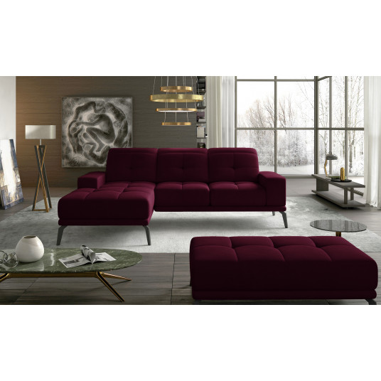 Komplektas kampinė sofa ir pufas Torrense violetinė