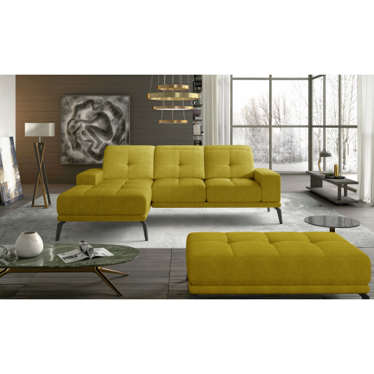 Komplektas kampinė sofa ir pufas Torrense geltona