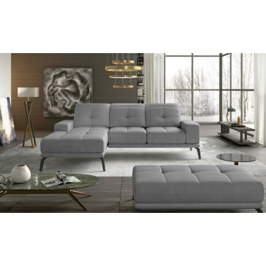 Komplektas kampinė sofa ir pufas Torrense pilka