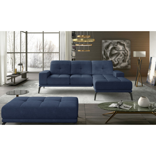 Komplektas kampinė sofa ir pufas Torrense mėlyna