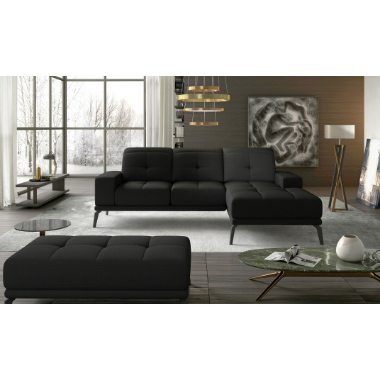 Komplektas kampinė sofa ir pufas Torrense juoda