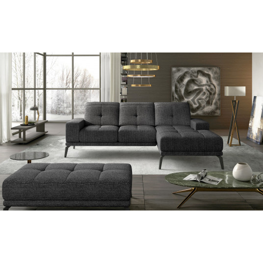 Komplektas kampinė sofa ir pufas Torrense juoda