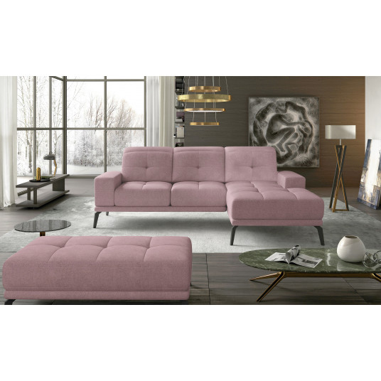 Komplektas kampinė sofa ir pufas Torrense rausva