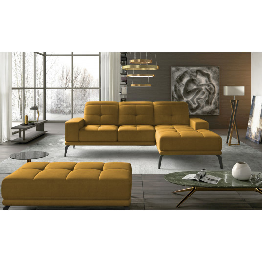 Komplektas kampinė sofa ir pufas Torrense geltona
